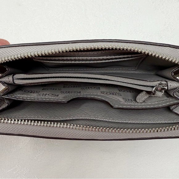 Michael Kors Gray Leather Zip-Around Wallet - Picture 9 of 11